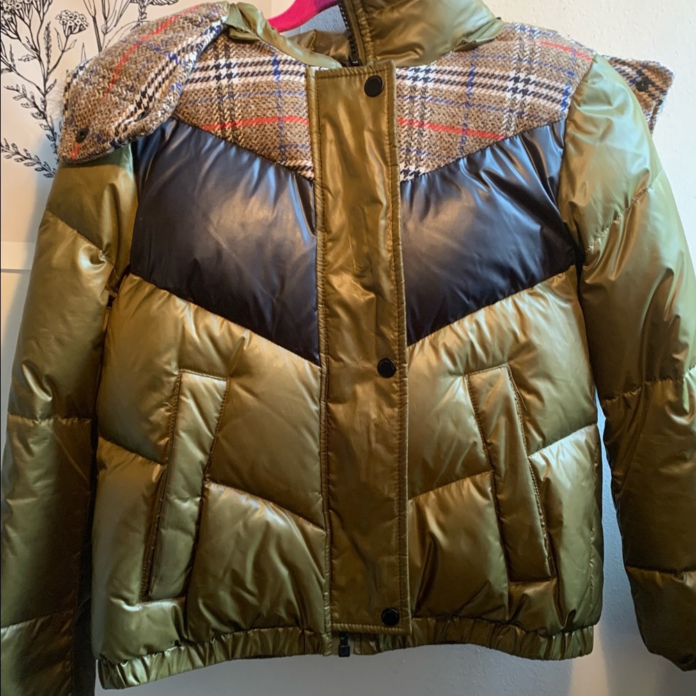 Marc New York Puffer Coat With Hood - Olive Green